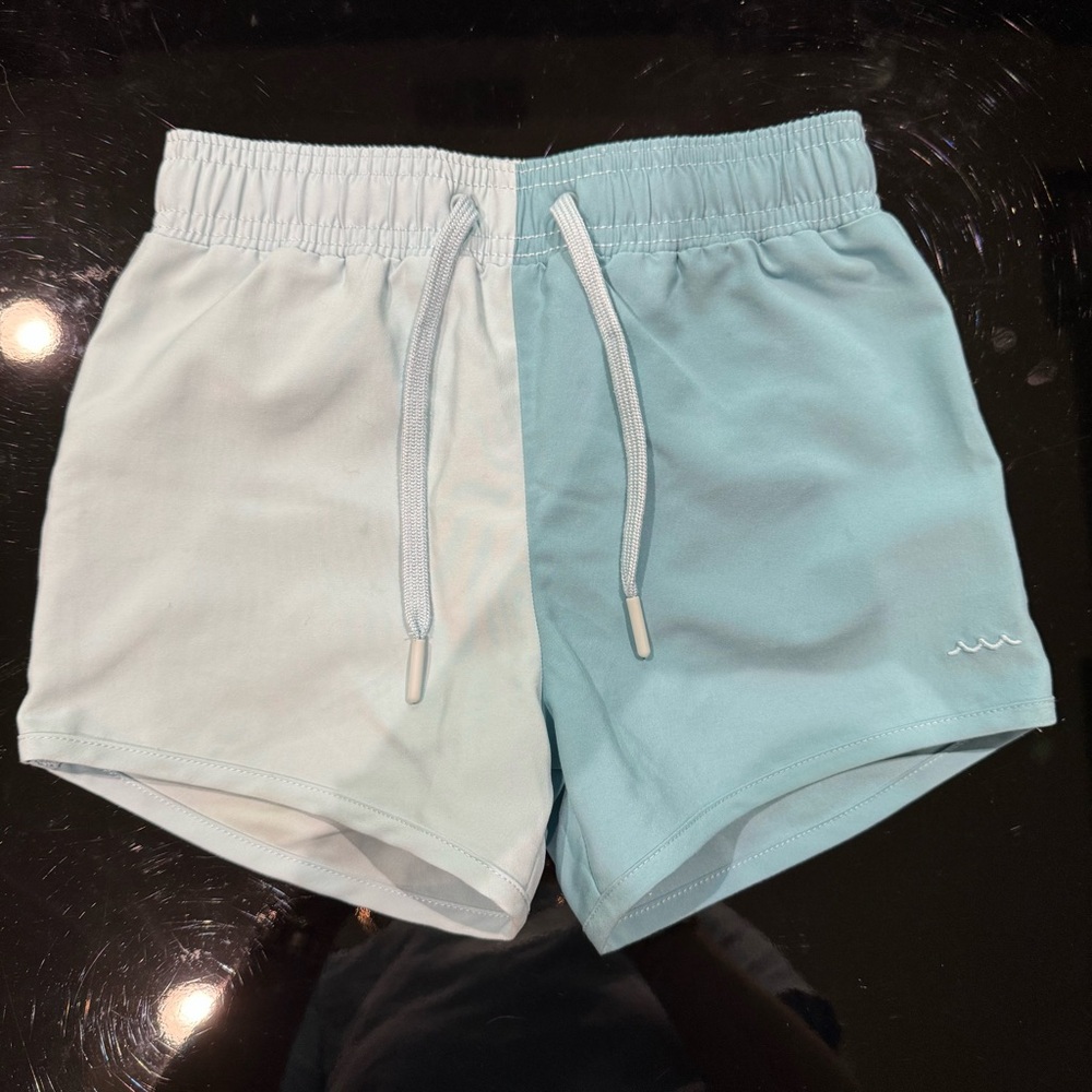 minnow Boy’s Two-Tone Light Blue Swim Shorts with Drawstring